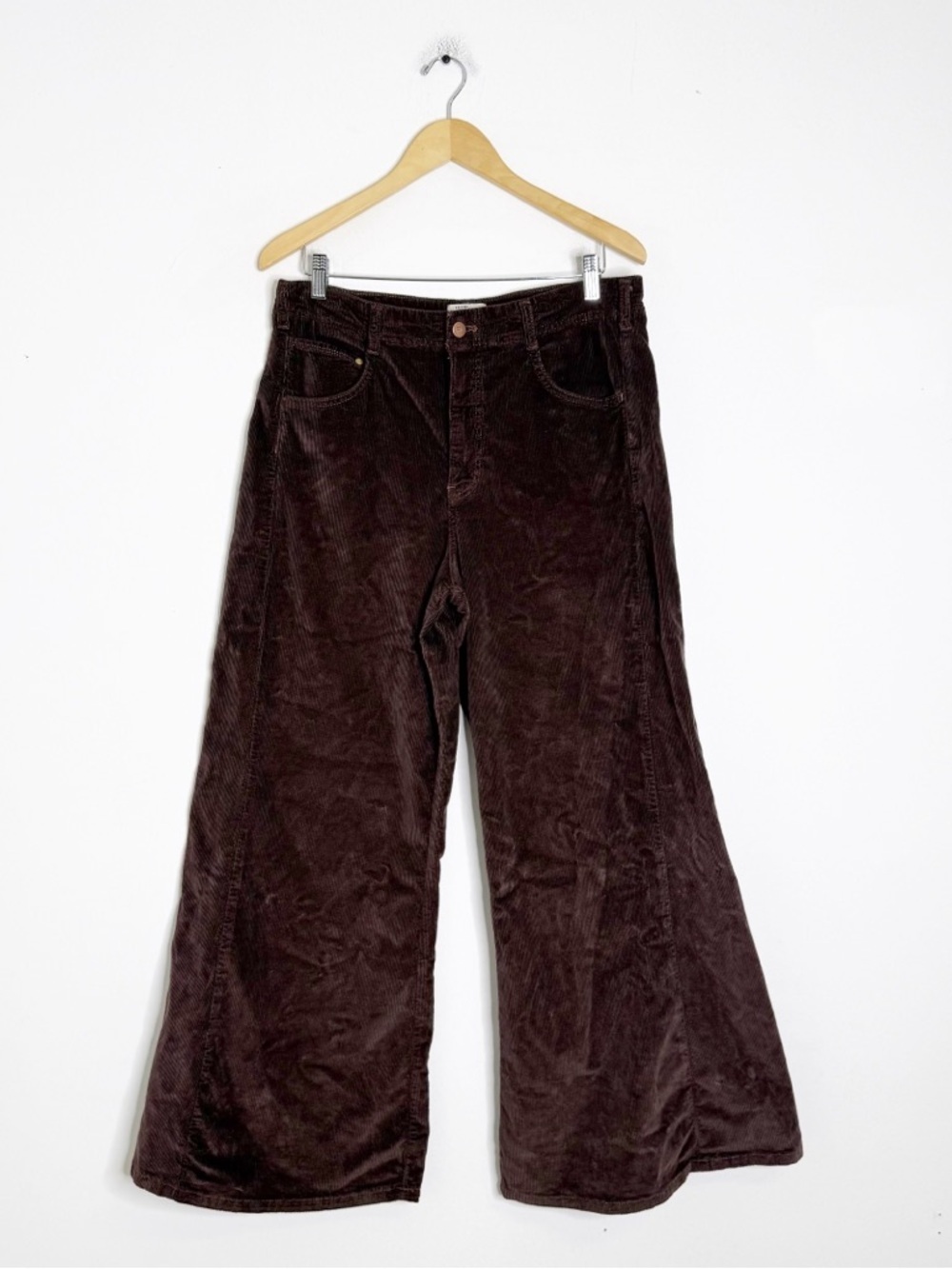 Pilcro Adi Wide Leg Corduroy Pants Size 31 Brown High Rise Anthropologie - Picture 2 of 9